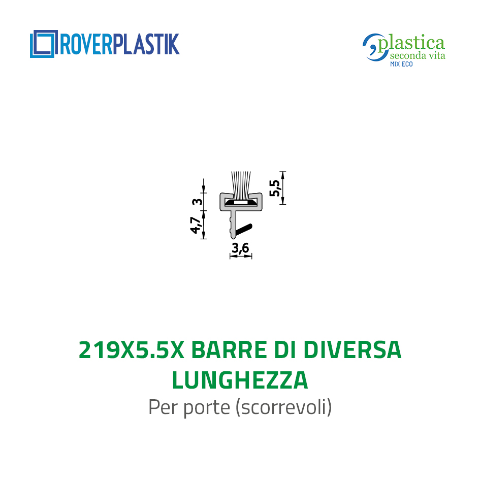 Guarnizione per porte scorrevoli – 219X5.5Xbarre di diversa lunghezza