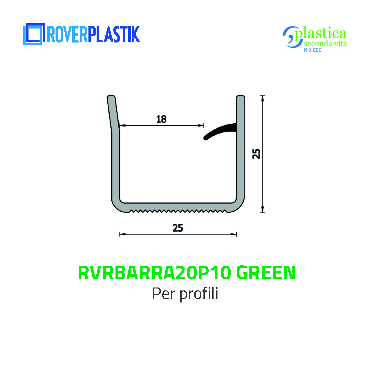 Profili rigidi in PVC – RVRBARRA20P10 GREEN