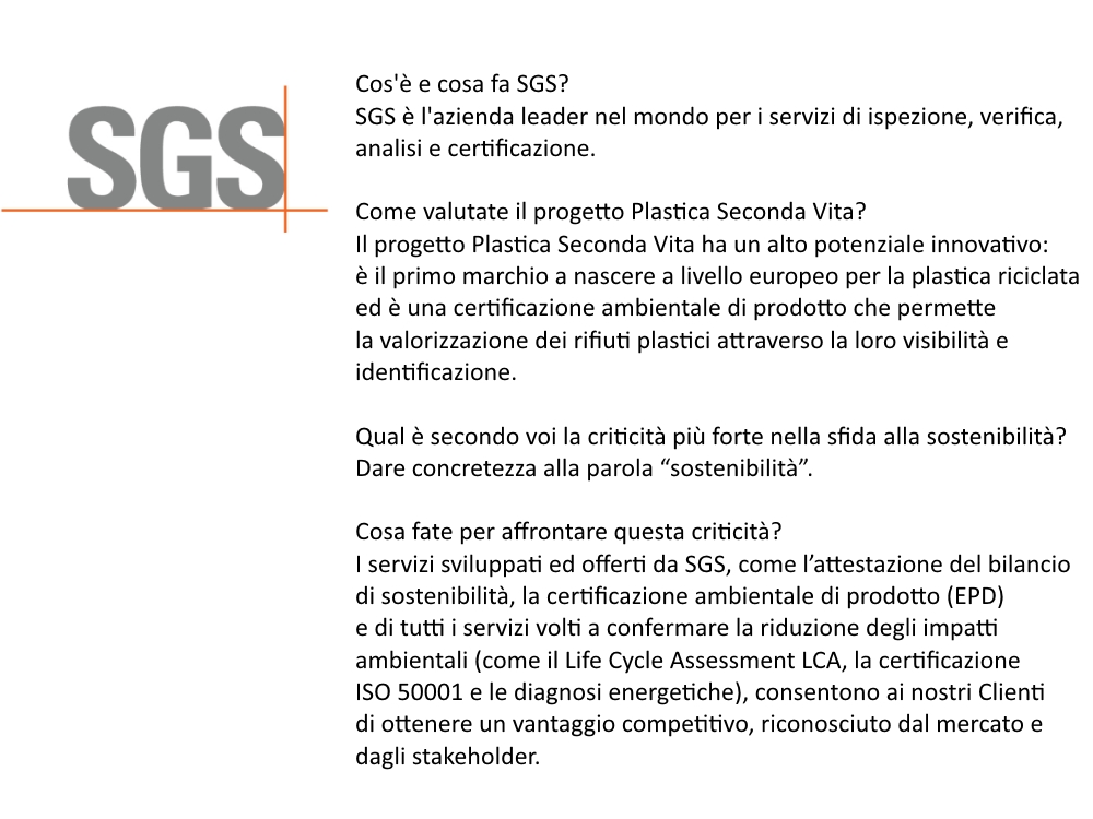 SGS - le attività, la sfida della sostenibilità, l'importanza del marchio PSV