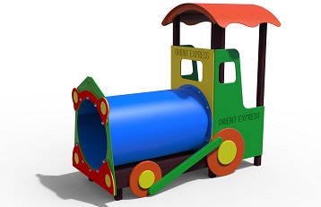 Gioco a locomotiva in plastica riciclata per giardini pubblici 